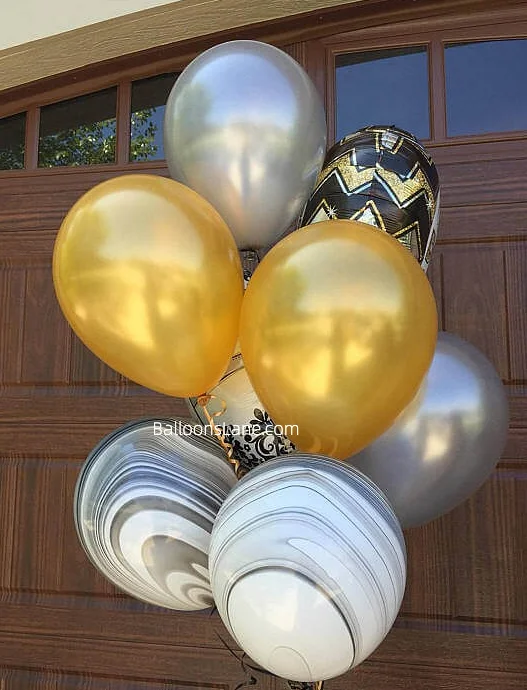Zebra printed balloon with black and confetti balloon bouquet in NJ