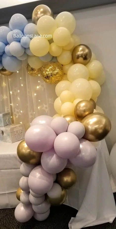 Balloon Garland Arch with Pastel Colors Backdrop