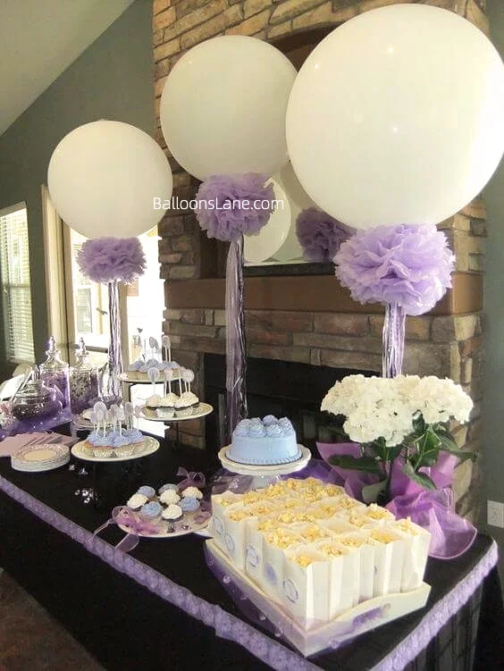 Lavender round balloons stand by Balloons Lane in NJ