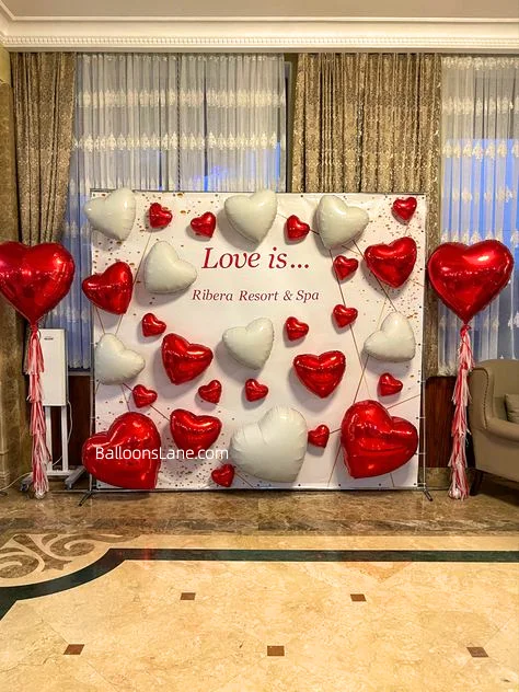 Celebrate Valentine's Day with Red and White Heart-Shaped Foil Balloons in NYC
