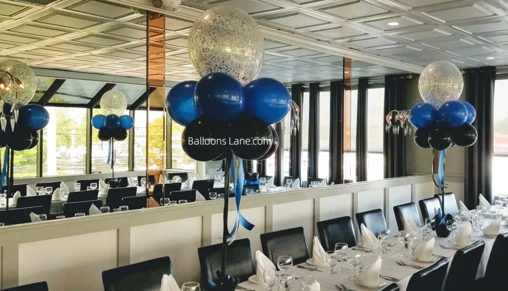 Graduation Black and Blue Confetti Balloon Bouquet in Manhattan