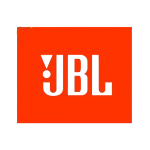 Home 52 52 Red square with white JBL logo centered, featuring stylized, bold lettering and an exclamation mark to the left, conveying modernity and energy.